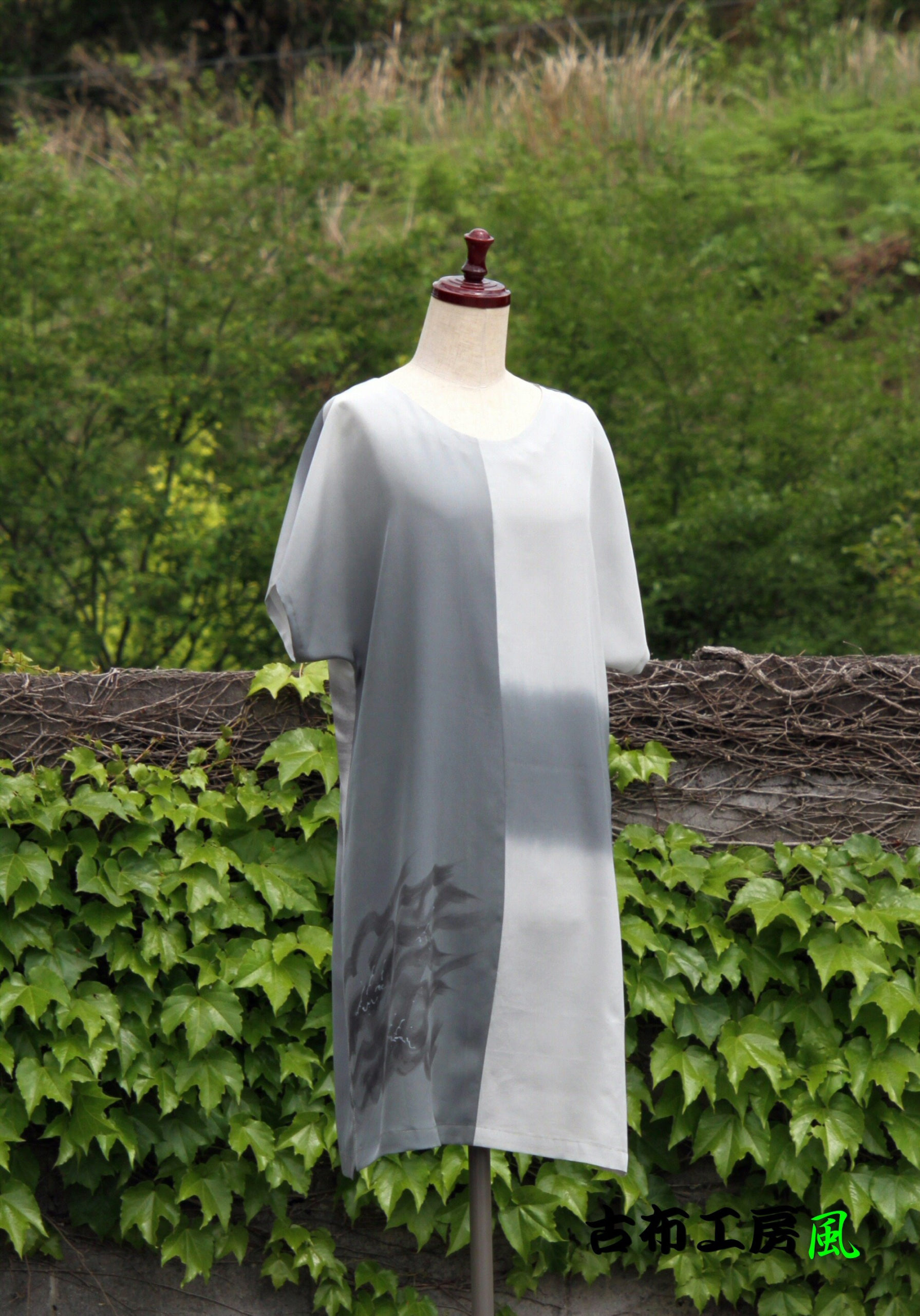 古布格子のビックワンピース （長襦袢のワンピース） 